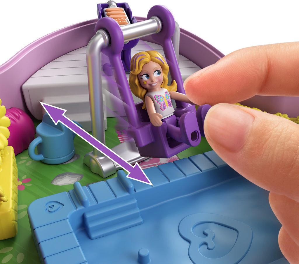 Polly Pocket butterfly compact with micro doll and butterfly garden theme with hidden surprises