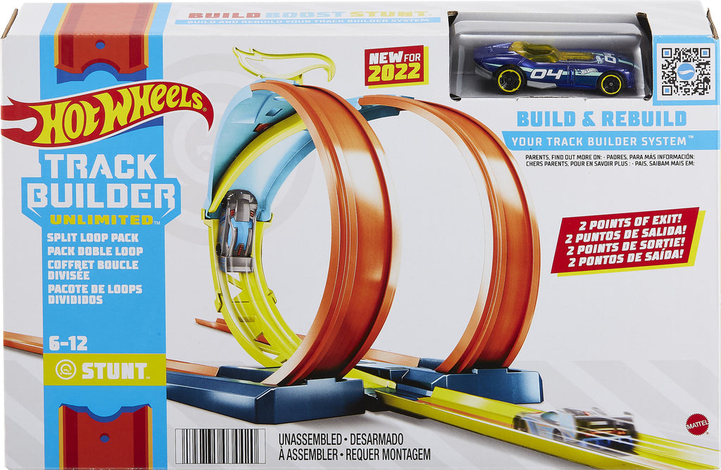 Hot Wheels Track Builder Unlimited Split Loop Pack - Mattel advanced track expansion with split loop for epic racing stunts