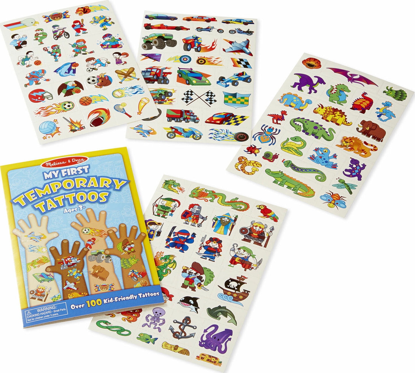 My First Temporary Tattoos featuring 100+ kid-friendly designs with adventure, creatures, and sports themes