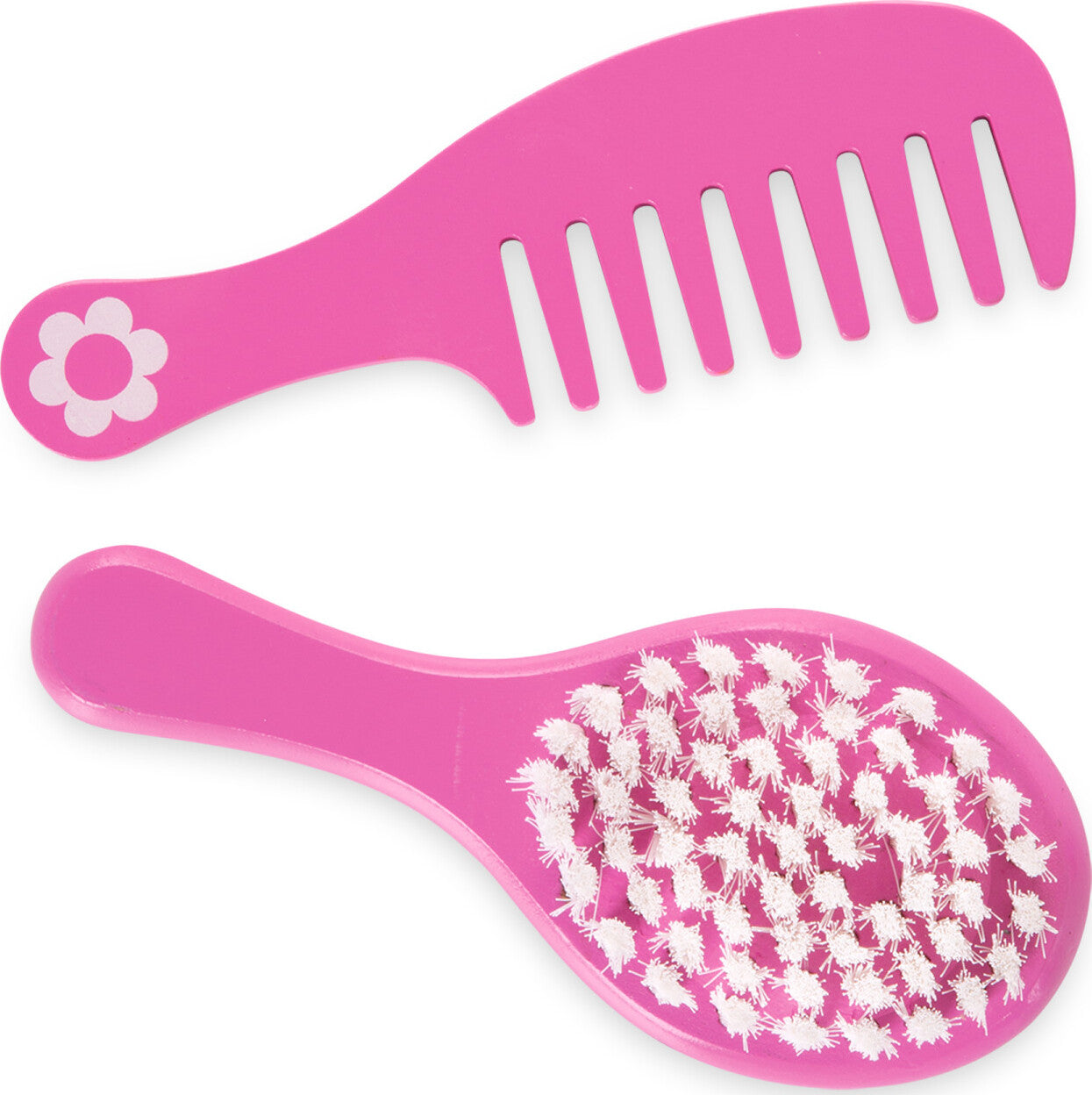 Beauty Salon Play Set with 18 wooden pieces including vanity, mirror, hair dryer, makeup and beauty accessories