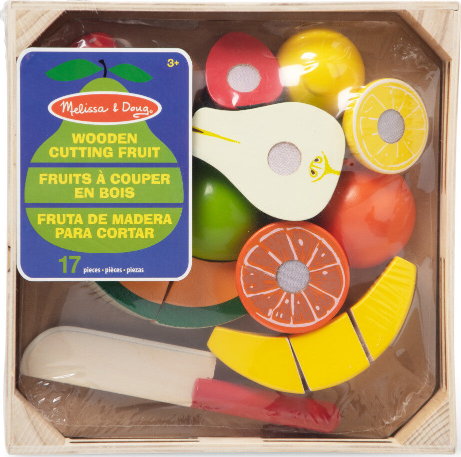 Cutting Fruit Set - Wooden Play Food with wooden knife and seven pieces of sliceable fruit by Melissa & Doug