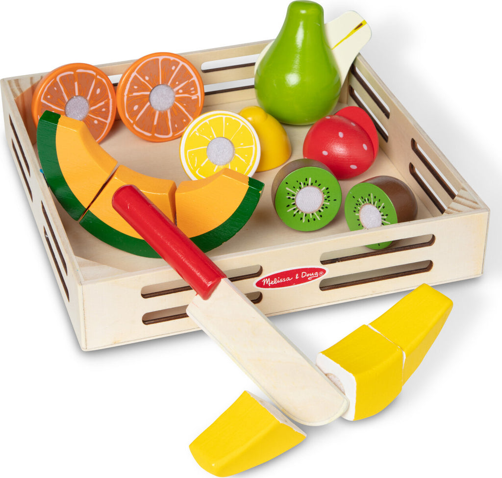 Cutting Fruit Set - Wooden Play Food with wooden knife and seven pieces of sliceable fruit by Melissa & Doug