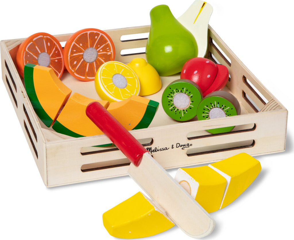 Cutting Fruit Set - Wooden Play Food with wooden knife and seven pieces of sliceable fruit by Melissa & Doug