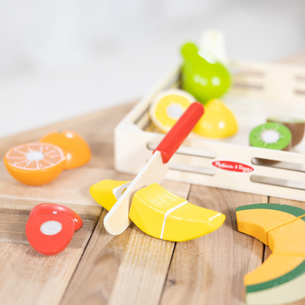 Cutting Fruit Set - Wooden Play Food with wooden knife and seven pieces of sliceable fruit by Melissa & Doug
