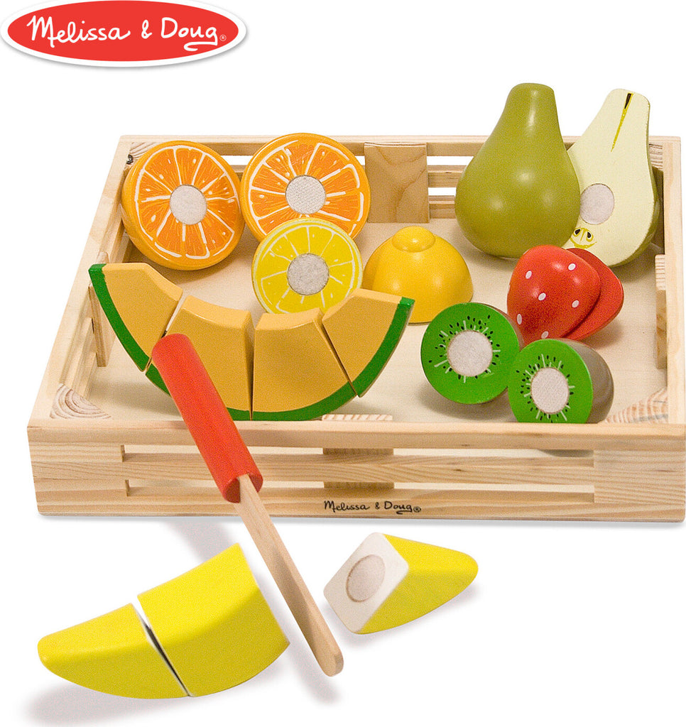 Cutting Fruit Set - Wooden Play Food with wooden knife and seven pieces of sliceable fruit by Melissa & Doug