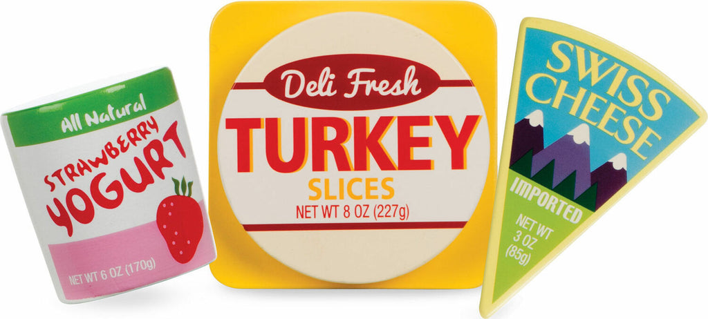 Fridge Food Set wooden play food with 9 pieces including milk, ice cream, cheese, yogurt and other refrigerated items