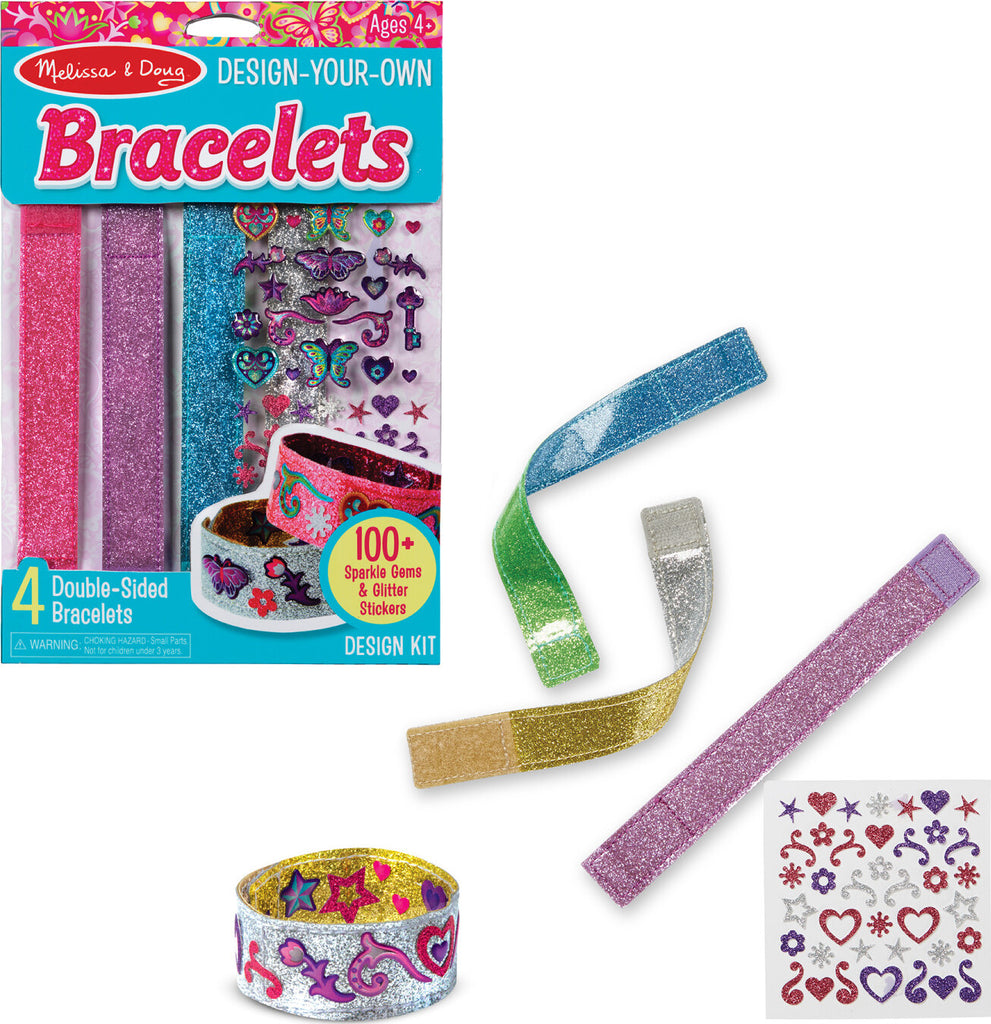 Melissa & Doug Design-Your-Own Bracelets craft kit with blank bracelets and decorating supplies