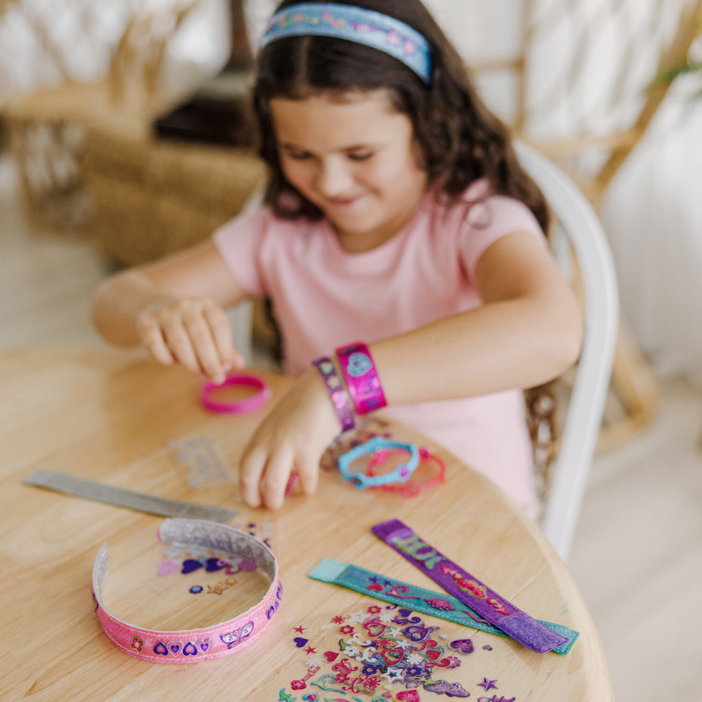 Melissa & Doug Design-Your-Own Bracelets craft kit with blank bracelets and decorating supplies