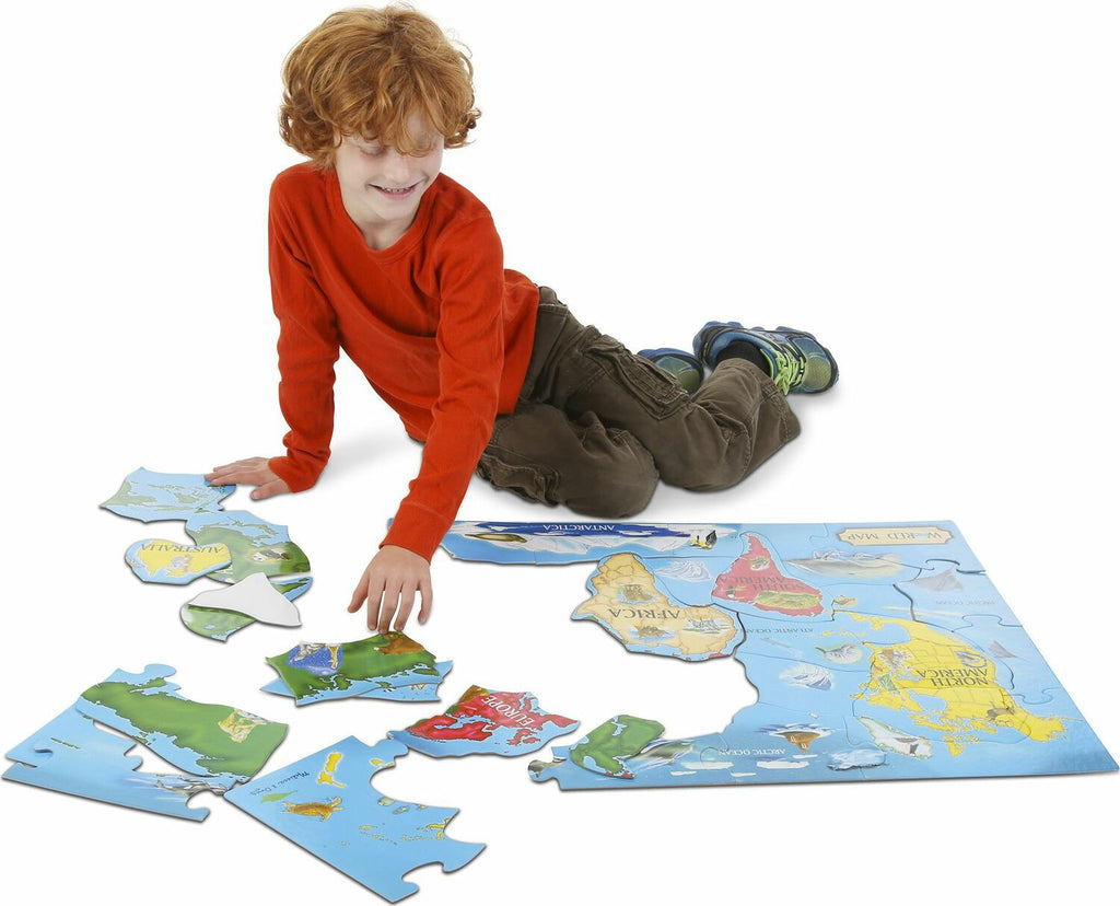 World Map Floor Puzzle with 33 pieces teaching geography and world knowledge to kids