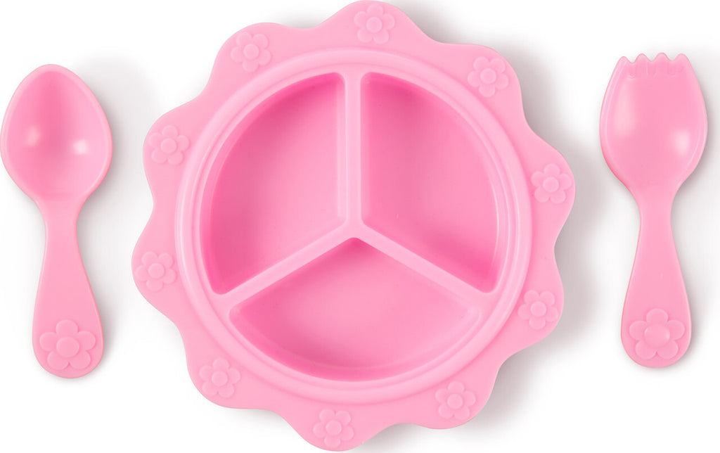 Melissa & Doug Mine to Love Baby Food & Bottle Set with bib, dishes, utensils, and pretend food