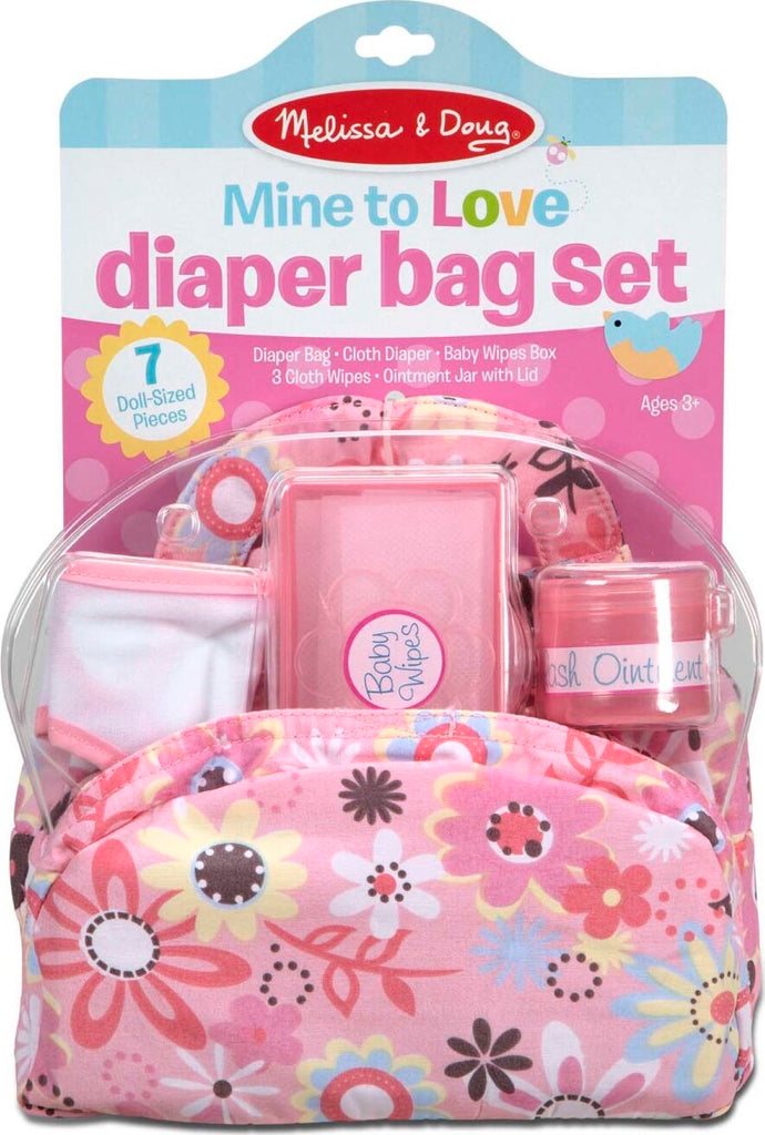 Melissa & Doug Mine to Love diaper bag set with doll care accessories and realistic baby items