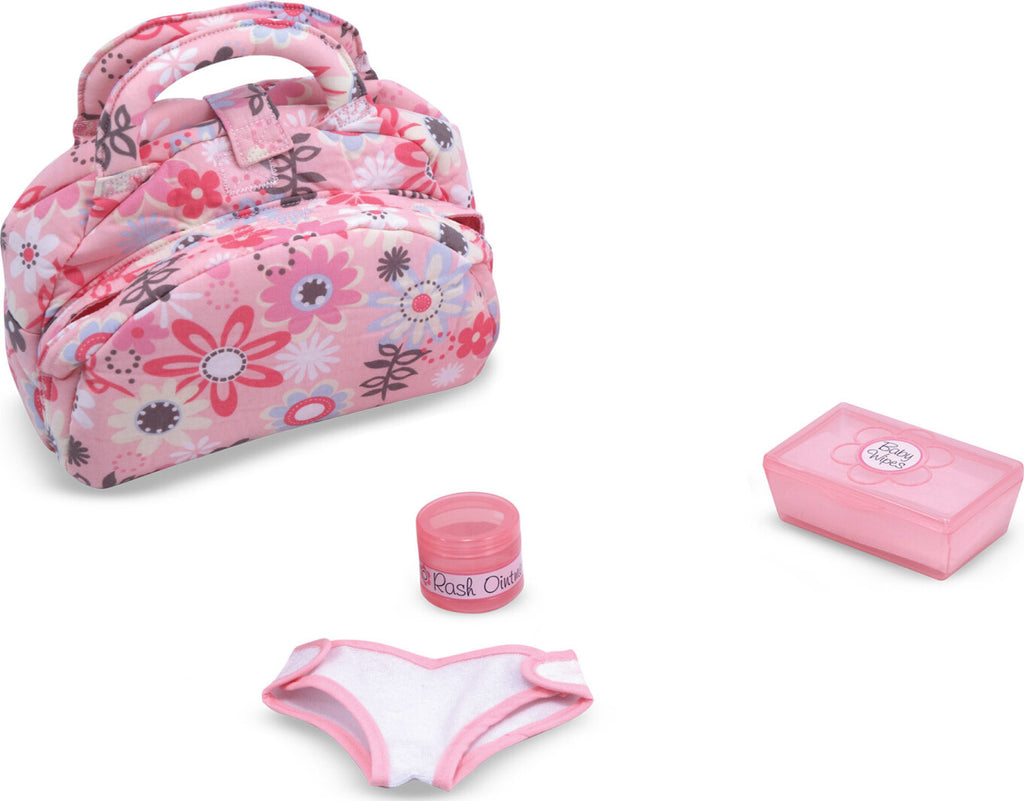 Melissa & Doug Mine to Love diaper bag set with doll care accessories and realistic baby items