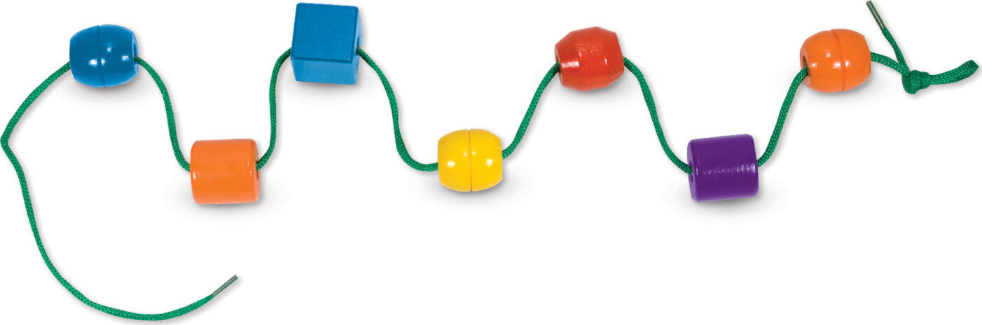 Primary Lacing Beads set with colorful wooden beads and laces for fine motor development