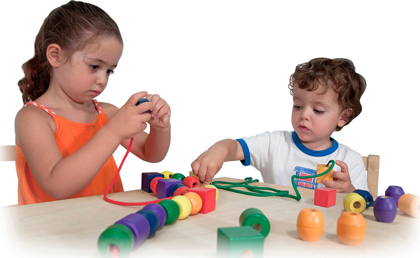 Primary Lacing Beads set with colorful wooden beads and laces for fine motor development