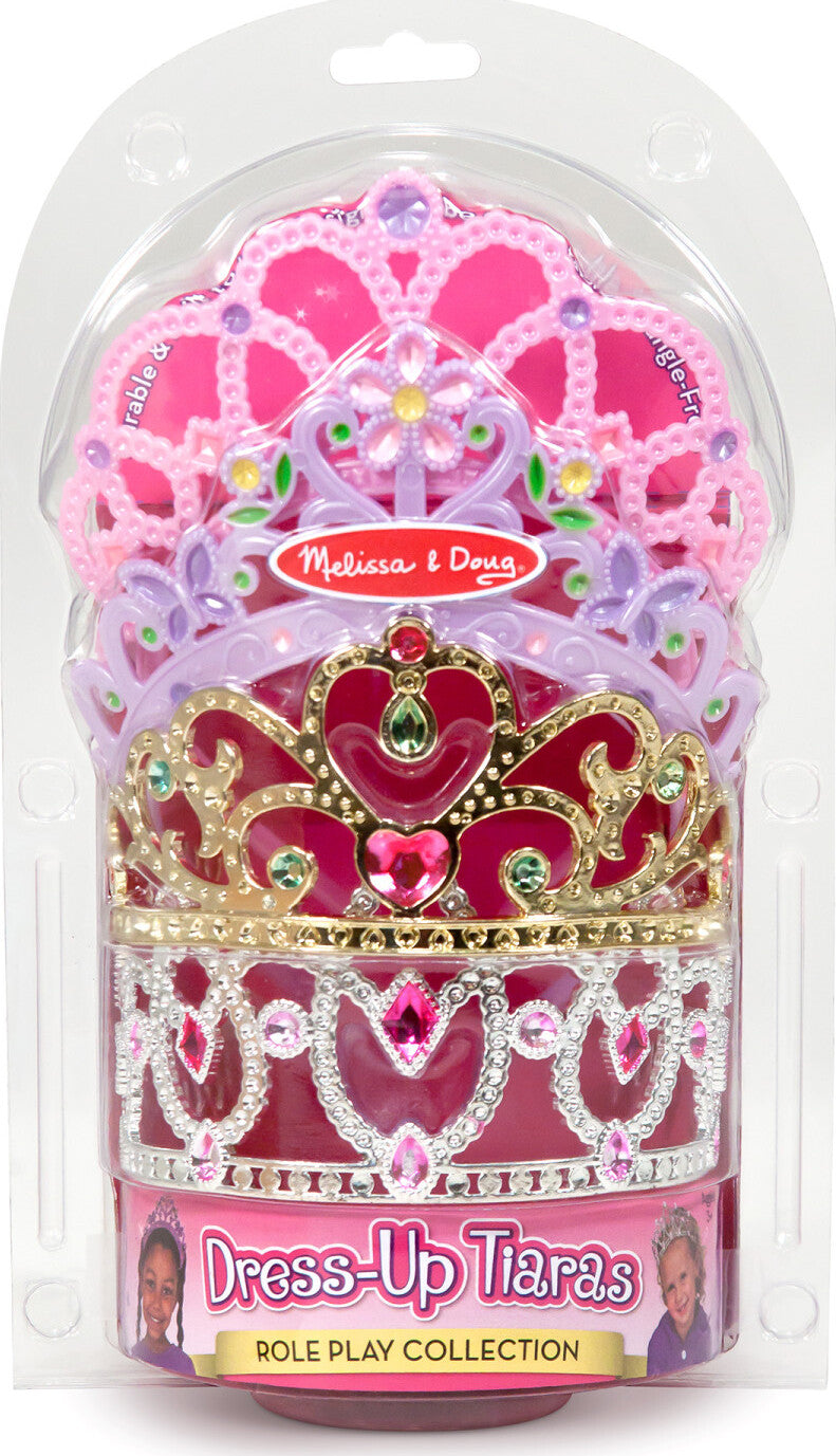 Melissa & Doug Crown Jewels Tiaras 4-pack dress up set with gold and silver crowns