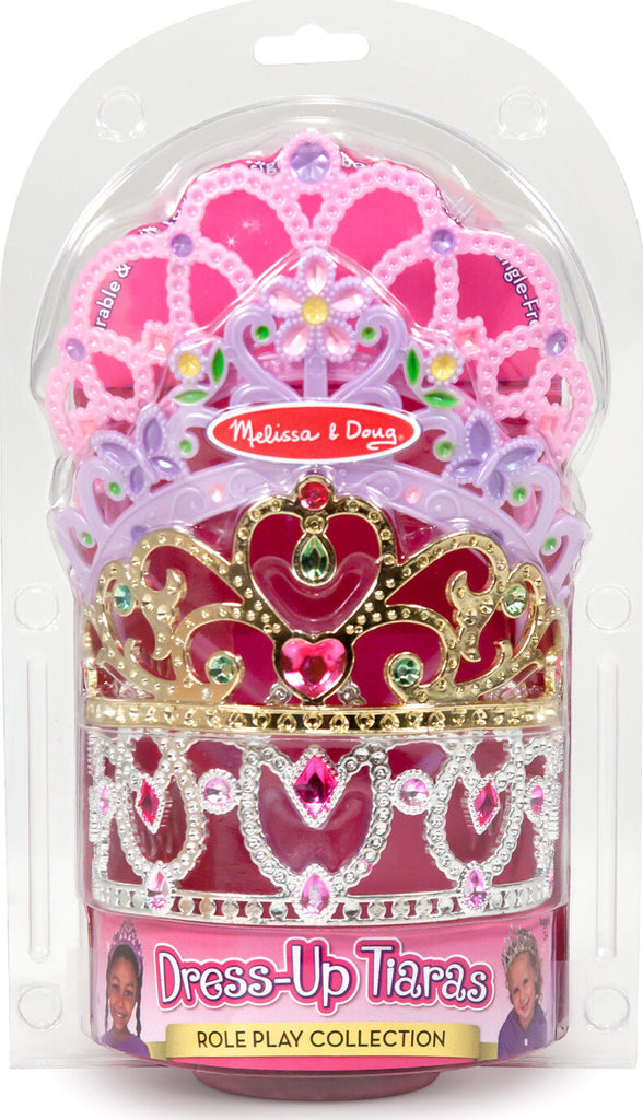 Melissa & Doug Crown Jewels Tiaras 4-pack dress up set with gold and silver crowns