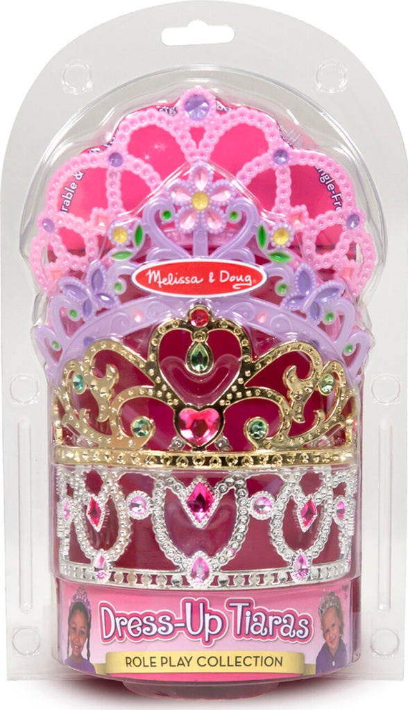 Melissa & Doug Crown Jewels Tiaras 4-pack dress up set with gold and silver crowns