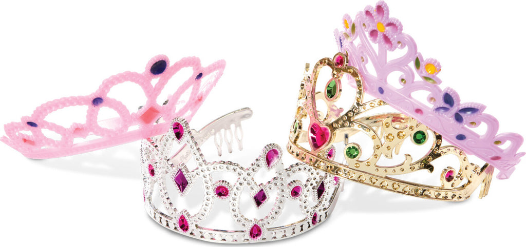 Melissa & Doug Crown Jewels Tiaras 4-pack dress up set with gold and silver crowns