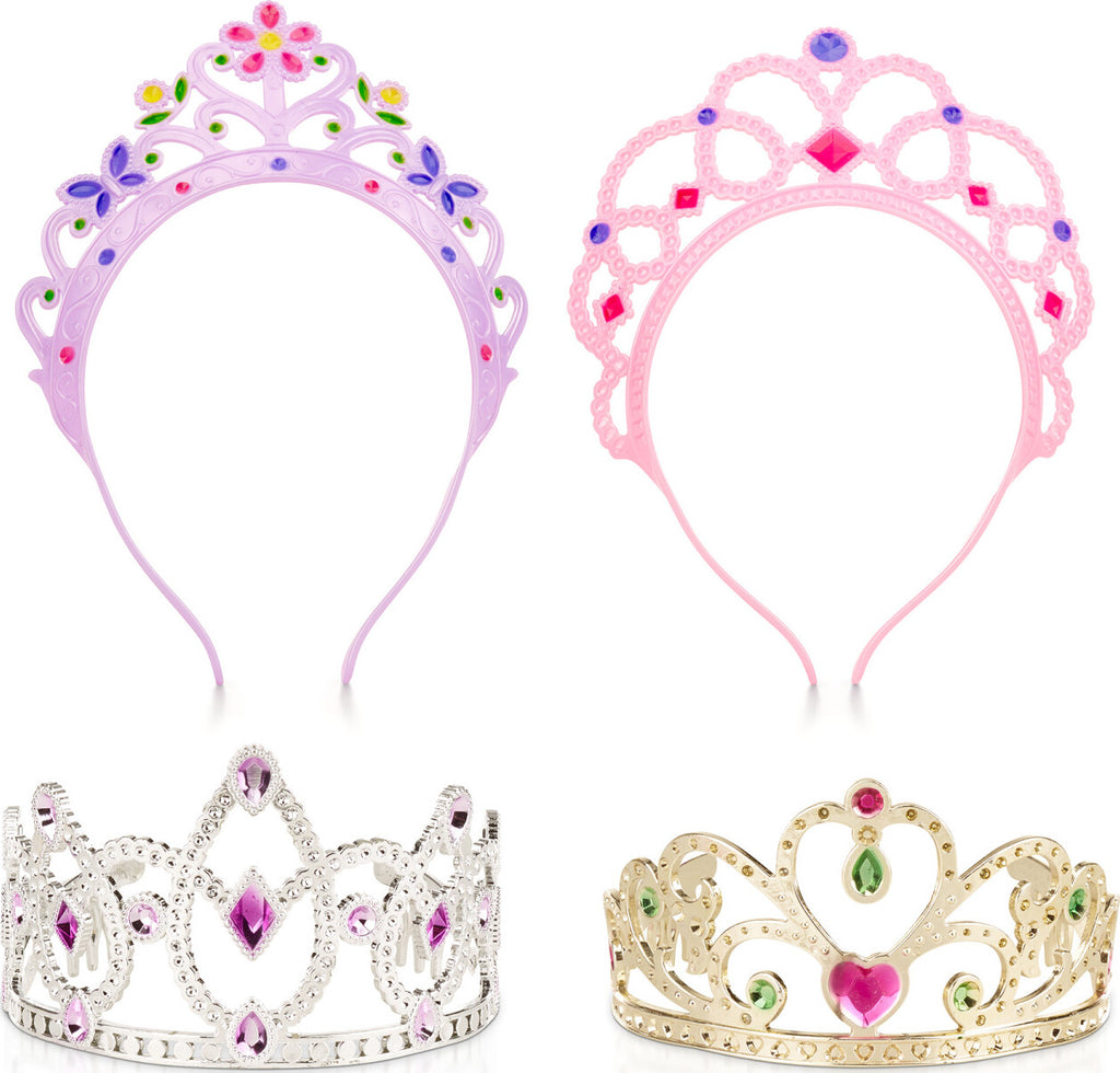 Melissa & Doug Crown Jewels Tiaras 4-pack dress up set with gold and silver crowns