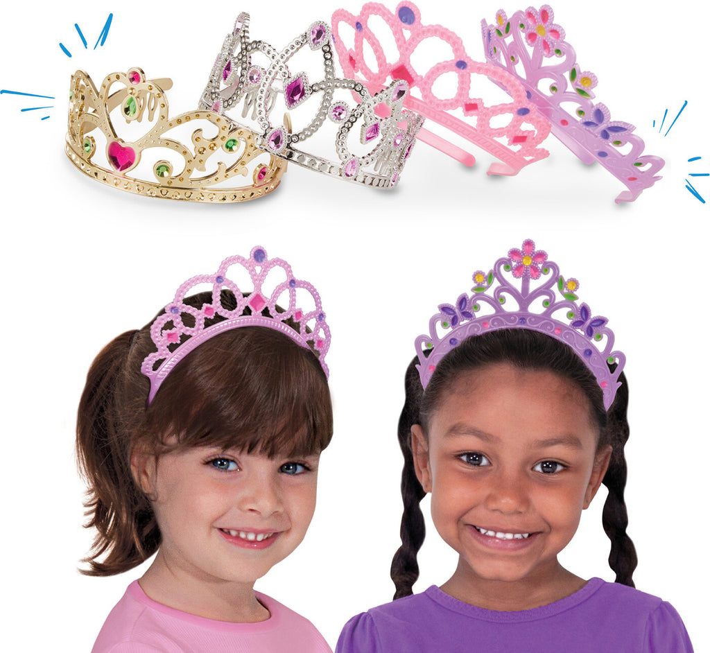 Melissa & Doug Crown Jewels Tiaras 4-pack dress up set with gold and silver crowns