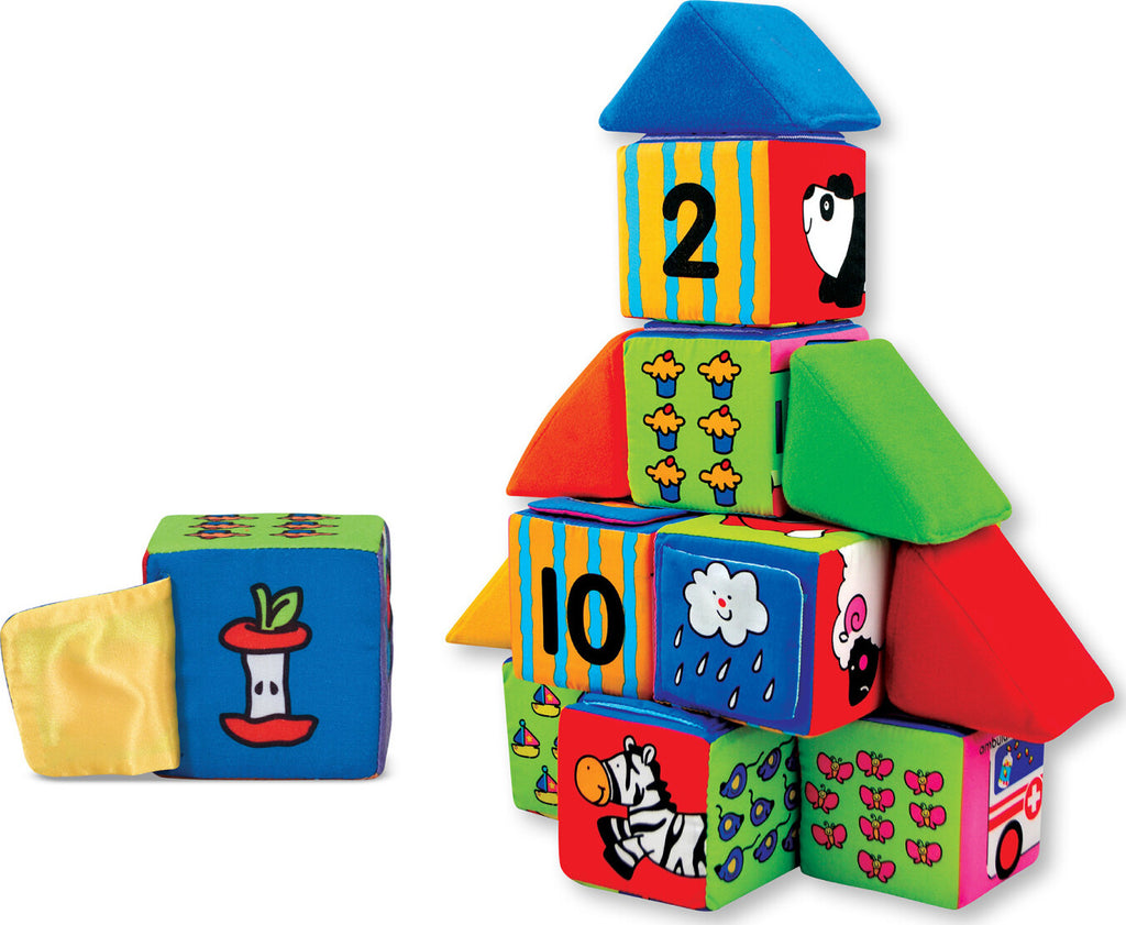 Melissa & Doug Match & Build soft fabric blocks with patterns, textures, and safe construction for babies