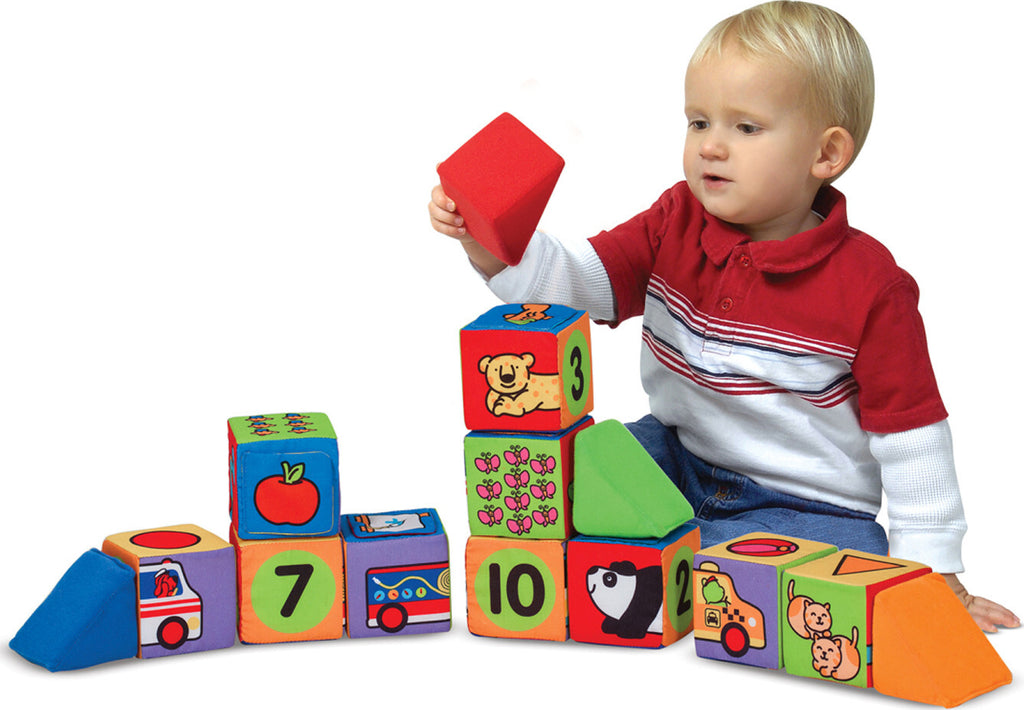 Melissa & Doug Match & Build soft fabric blocks with patterns, textures, and safe construction for babies
