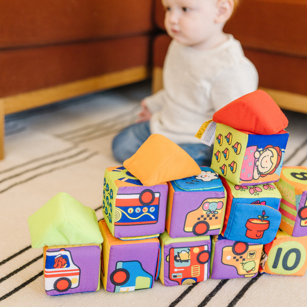 Melissa & Doug Match & Build soft fabric blocks with patterns, textures, and safe construction for babies