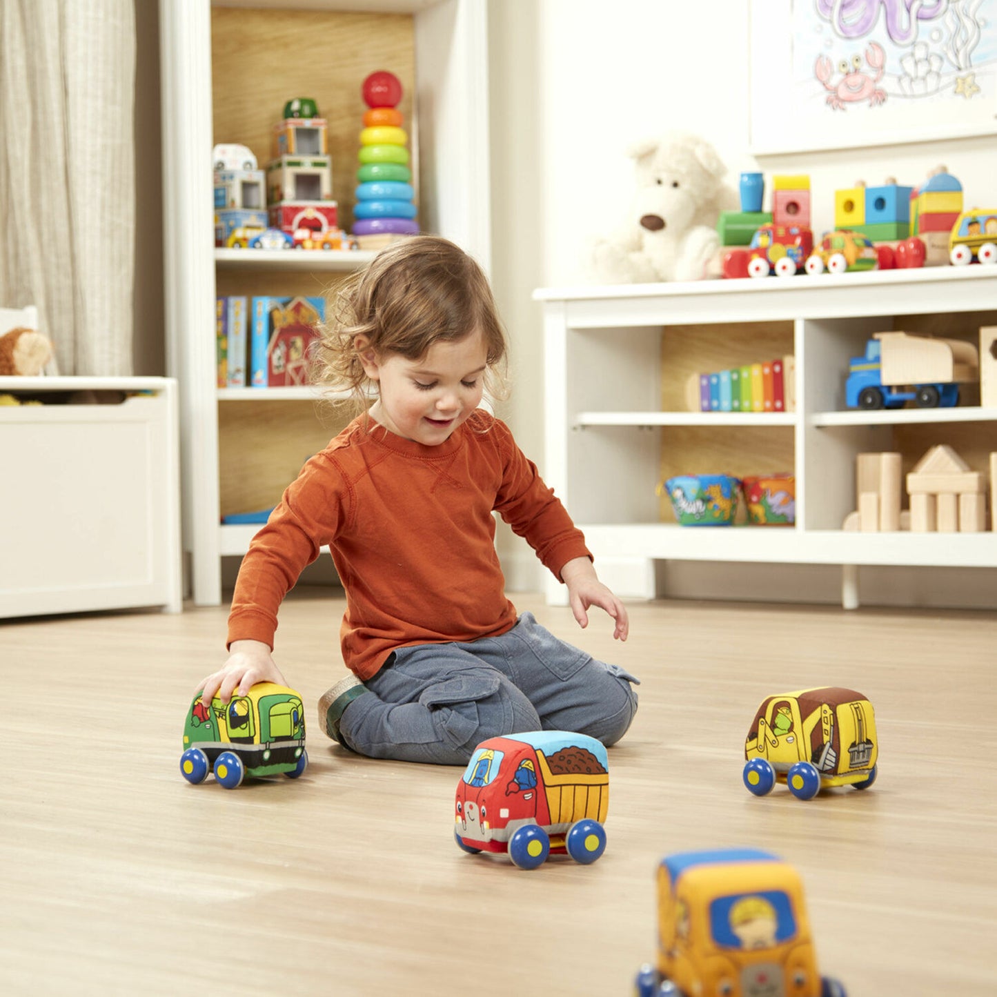 Melissa & Doug Pull Back Construction Vehicles with soft fabric bodies and pull-back action for toddlers
