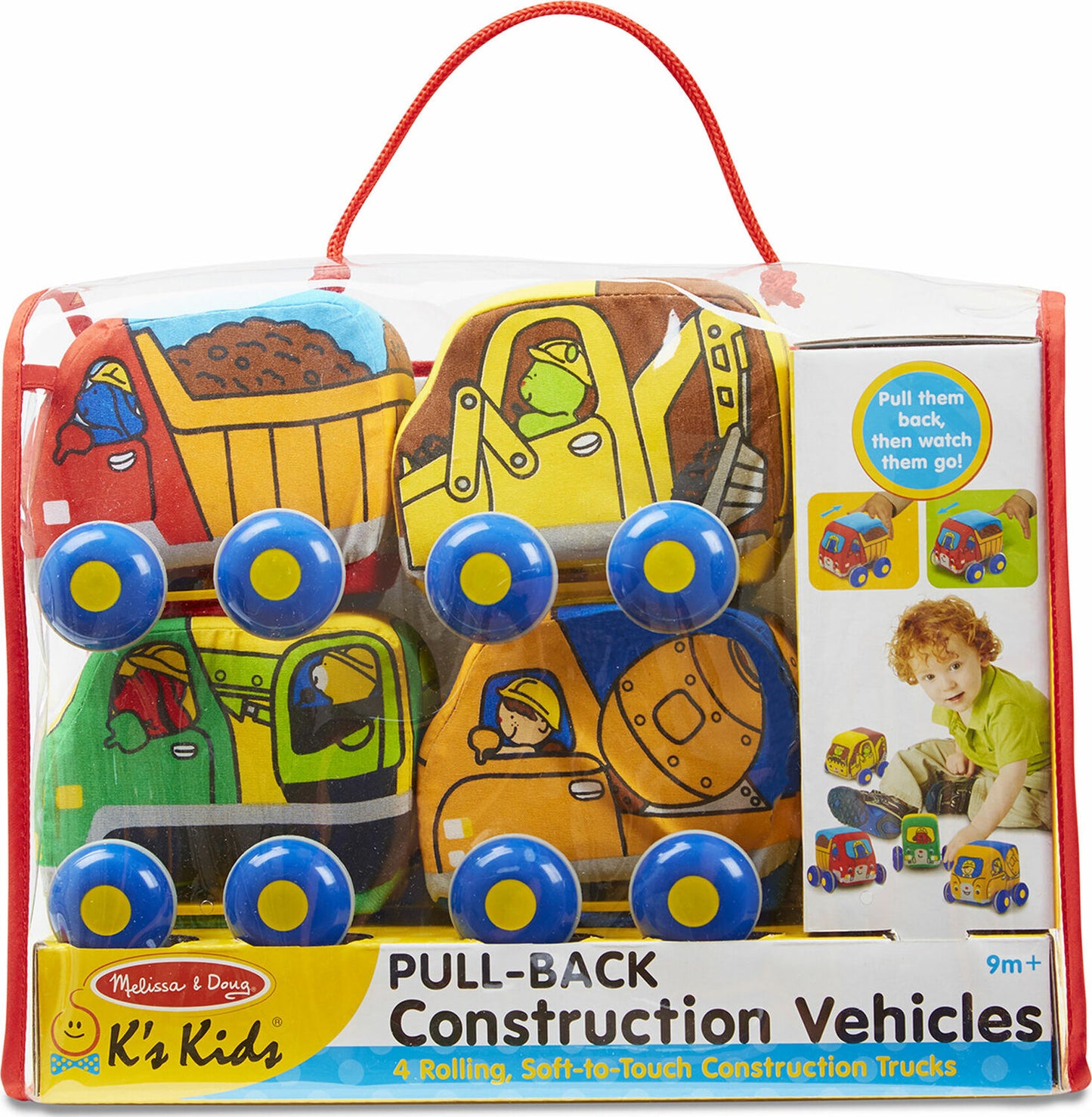 Melissa & Doug Pull Back Construction Vehicles with soft fabric bodies and pull-back action for toddlers