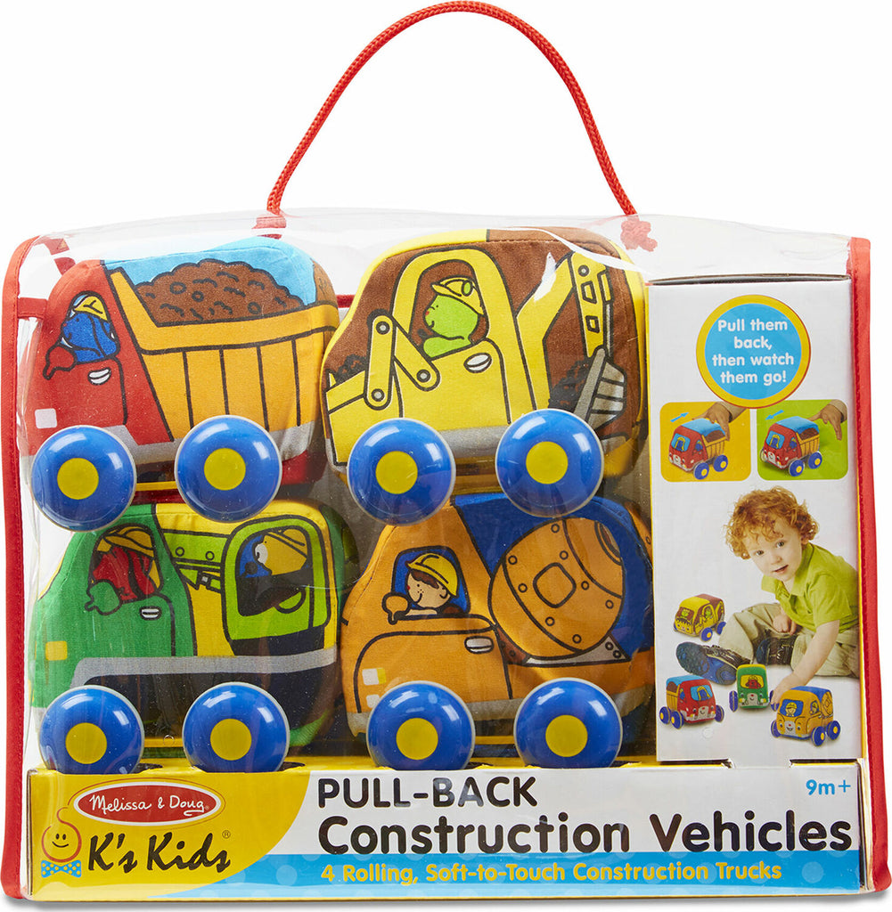 Melissa & Doug Pull Back Construction Vehicles with soft fabric bodies and pull-back action for toddlers