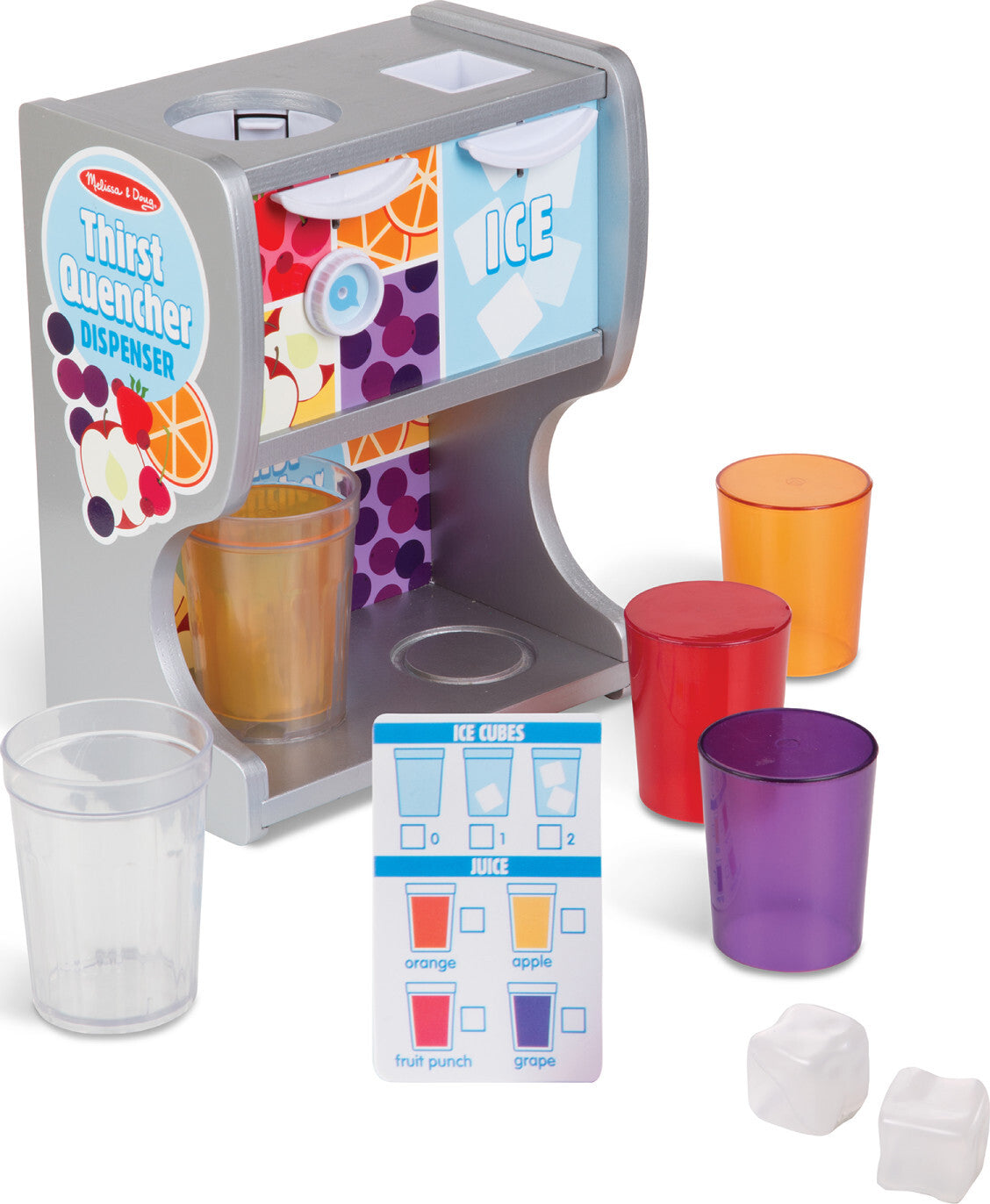 Thirst Quencher Dispenser wooden pretend play ice and drink dispenser with cups and menu by Melissa & Doug