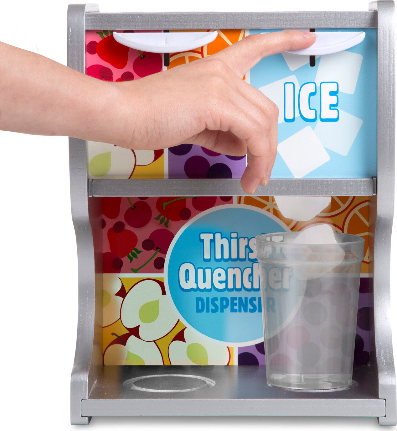 Thirst Quencher Dispenser wooden pretend play ice and drink dispenser with cups and menu by Melissa & Doug