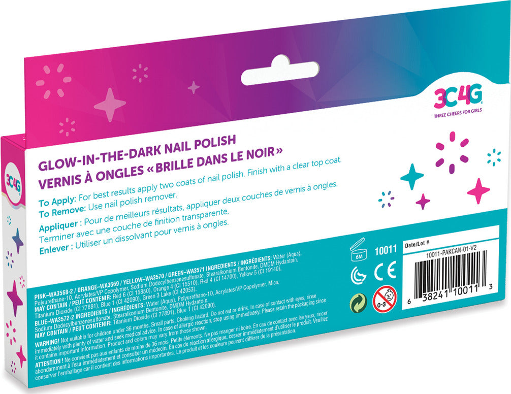 Glow In The Dark 5 Pack Nail Polish set with spooky glow-in-the-dark colors for creative nail art