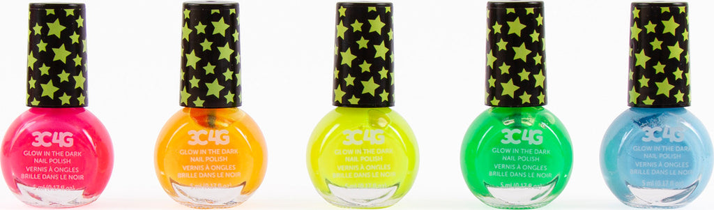 Glow In The Dark 5 Pack Nail Polish set with spooky glow-in-the-dark colors for creative nail art