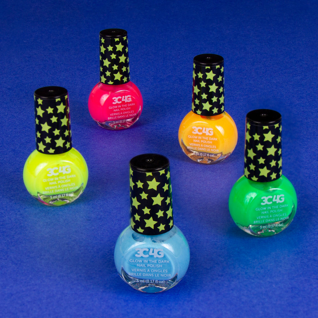 Glow In The Dark 5 Pack Nail Polish set with spooky glow-in-the-dark colors for creative nail art