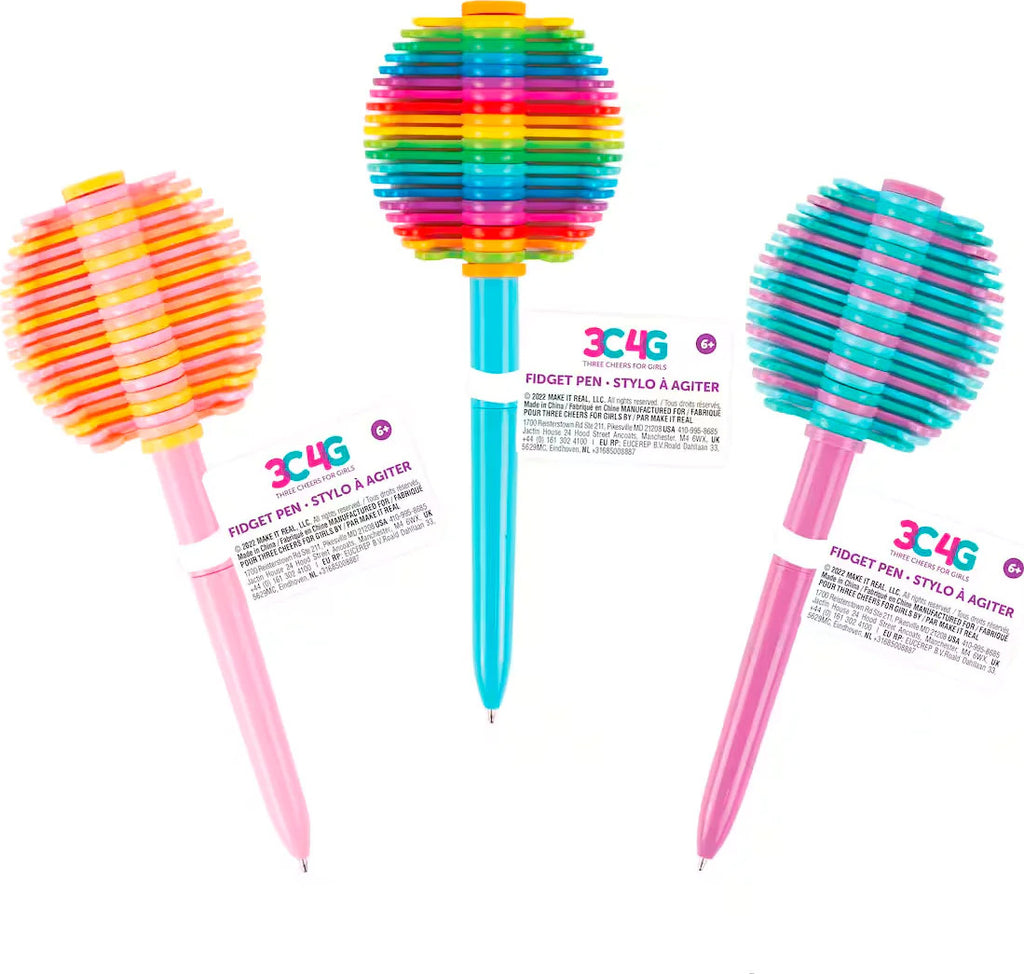 Interactive fidget pen with spinning mechanism that transforms into different shapes while writing