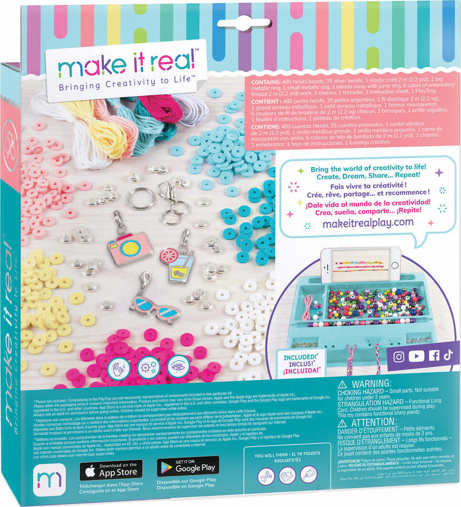 Summer Vibes Heishi Bead Bracelets kit with 528 pieces and PlayTray workstation for creating charm bracelets