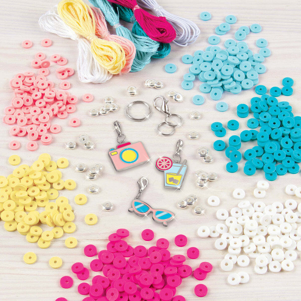 Summer Vibes Heishi Bead Bracelets kit with 528 pieces and PlayTray workstation for creating charm bracelets
