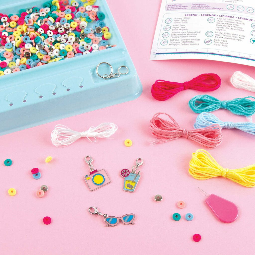 Summer Vibes Heishi Bead Bracelets kit with 528 pieces and PlayTray workstation for creating charm bracelets