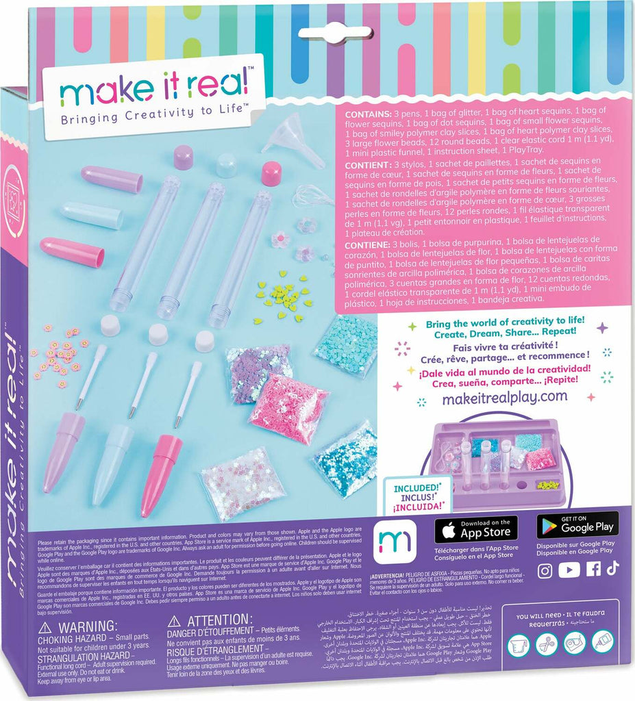 DIY Floaty Pens craft kit for creating 3 mesmerizing pens with floating glitter, charms, and icons inside