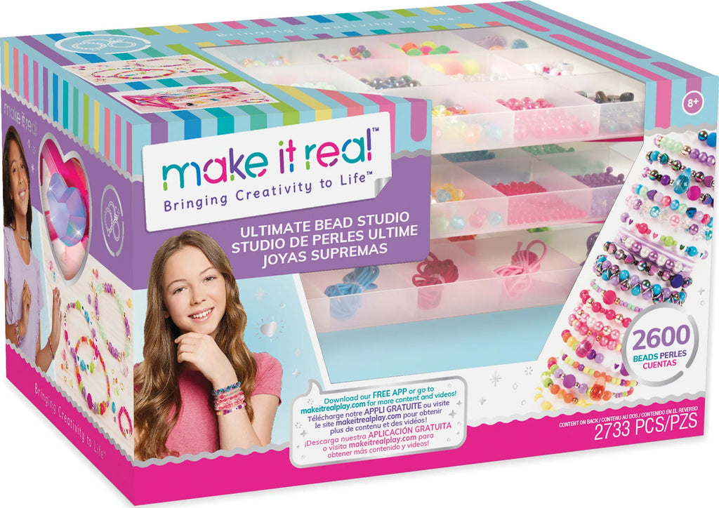 Make It Real Ultimate Bead Studio with hundreds of beads, charms, and jewelry making supplies
