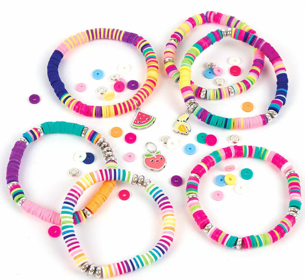 Make It Real Heishi bead kit in square storage box with colorful clay beads and jewelry making supplies