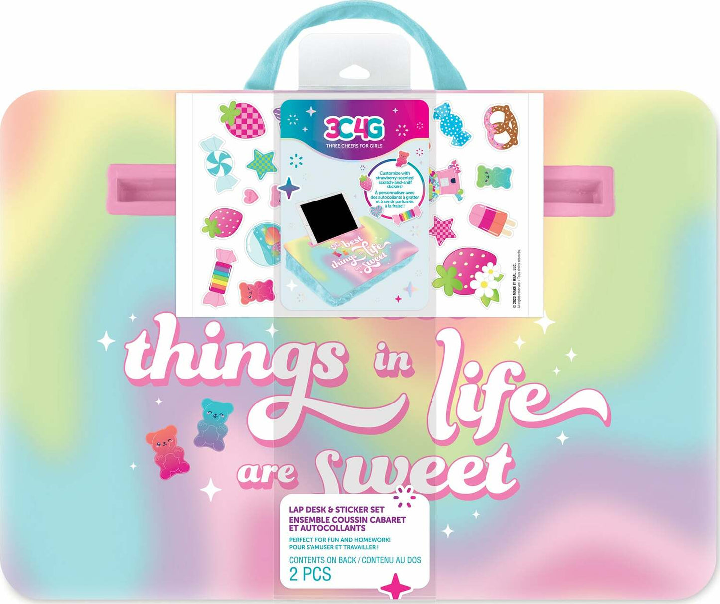 Life Is Sweet Lap Desk with sticker set for customizable portable workspace