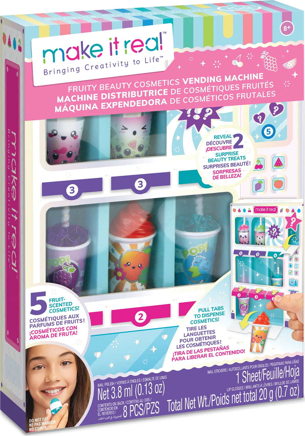 Fruity Beauty Cosmetics Vending Machine with fruit-scented lip gloss dispensers