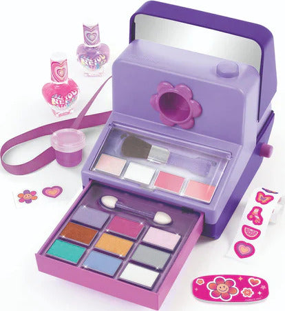 Instant Glam Cosmetic Case with pretend makeup and beauty accessories for dress-up play