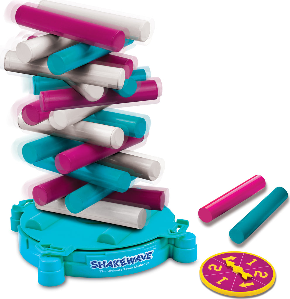 Shakewave ultimate stacking game with rollers and rotatable base by Mukikim