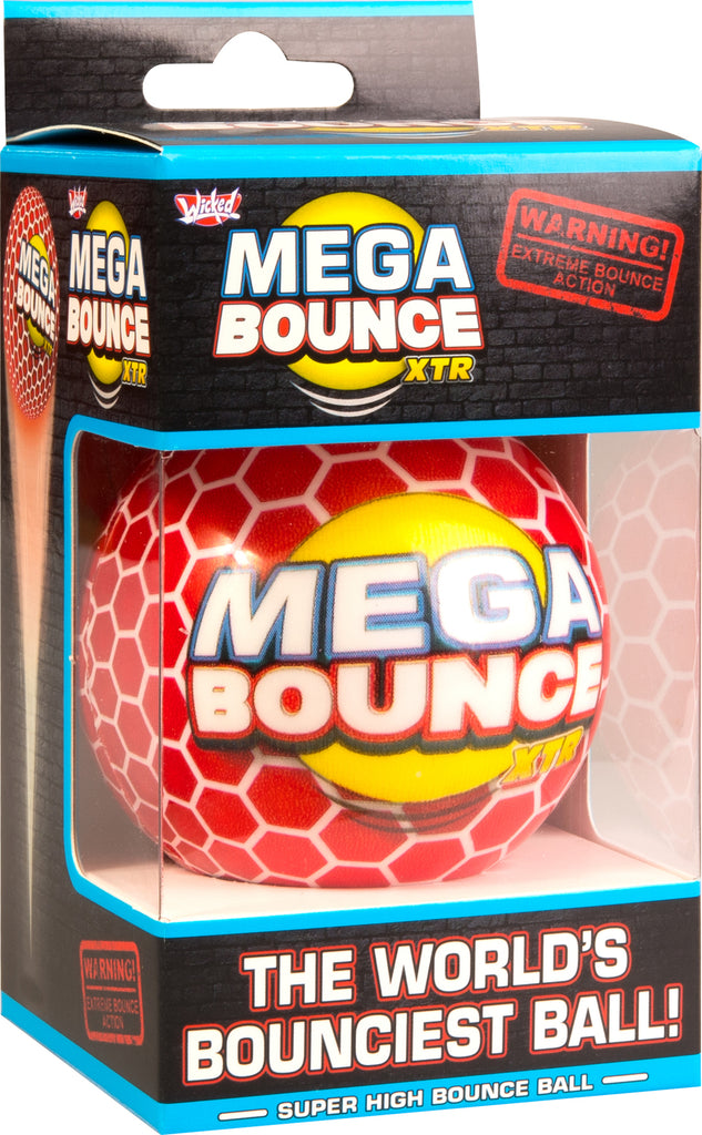 Mega Bounce XTR super high bounce ball with 85% bounce return rate available in red, blue and yellow colors