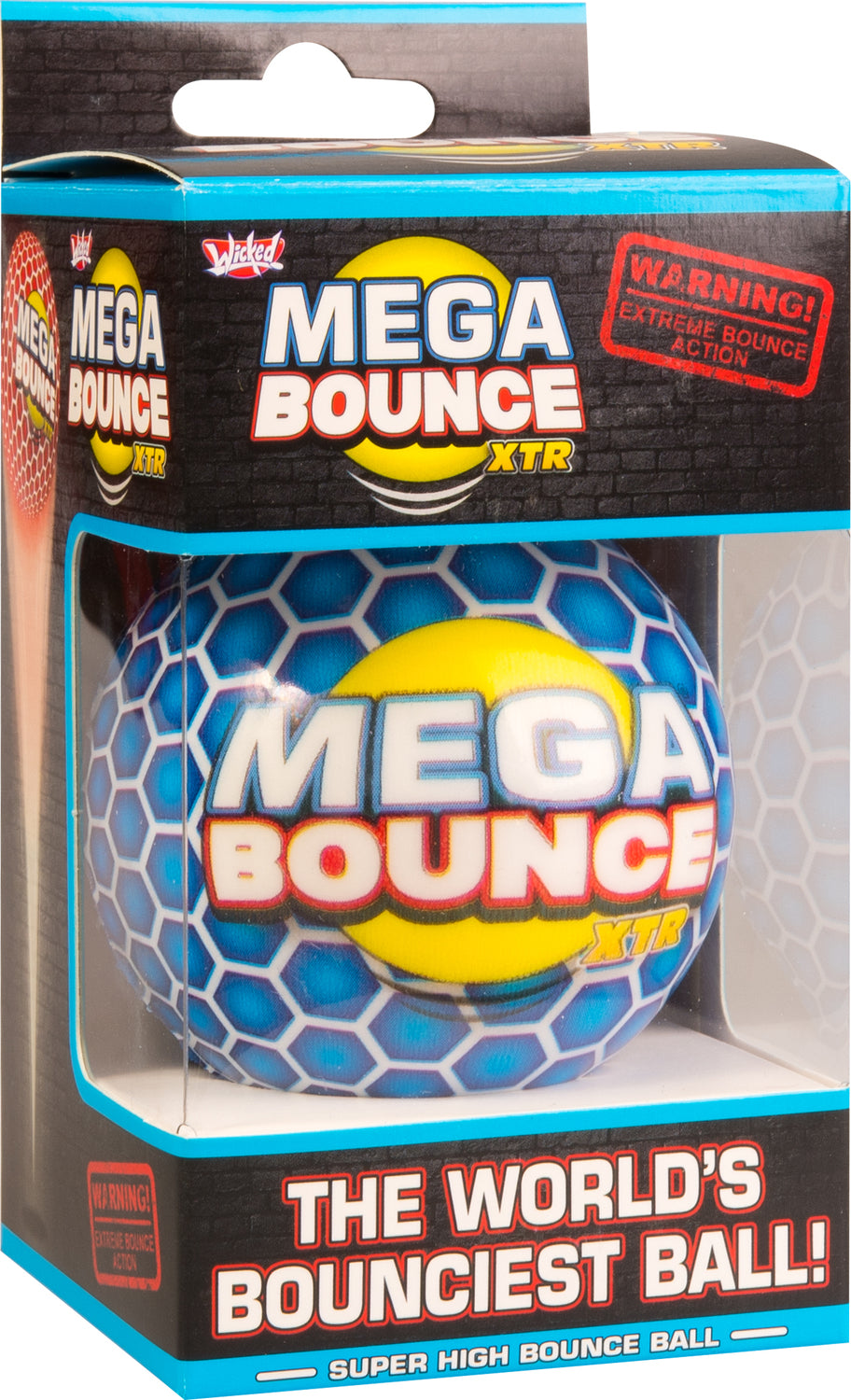 Mega Bounce XTR super high bounce ball with 85% bounce return rate available in red, blue and yellow colors