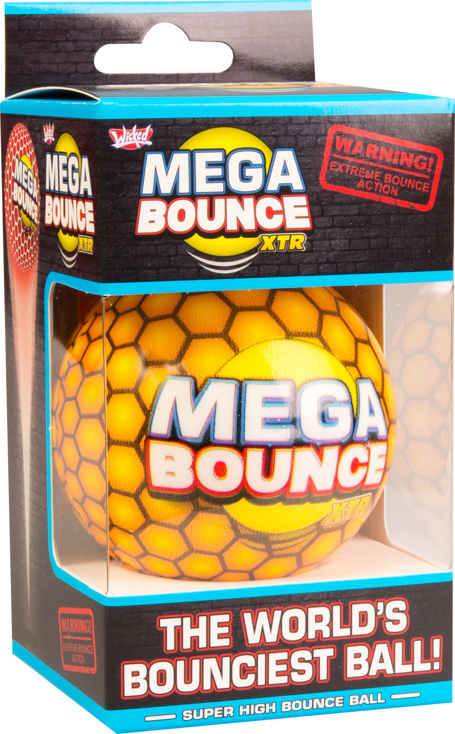Mega Bounce XTR super high bounce ball with 85% bounce return rate available in red, blue and yellow colors