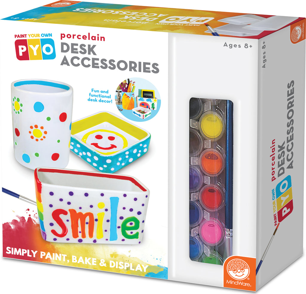 Paint Your Own Porcelain Desk Accessories kit for creating custom desk decor